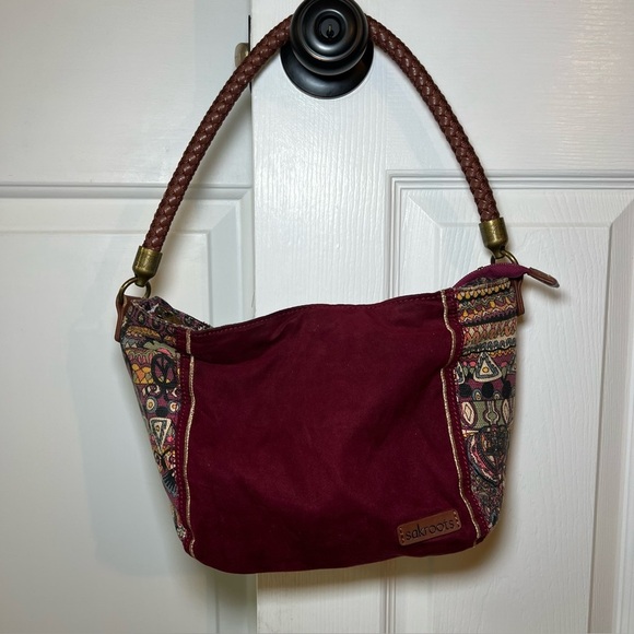 Sakroots Elsa Small Hobo Bag / Purse, Burgundy - Picture 1 of 13